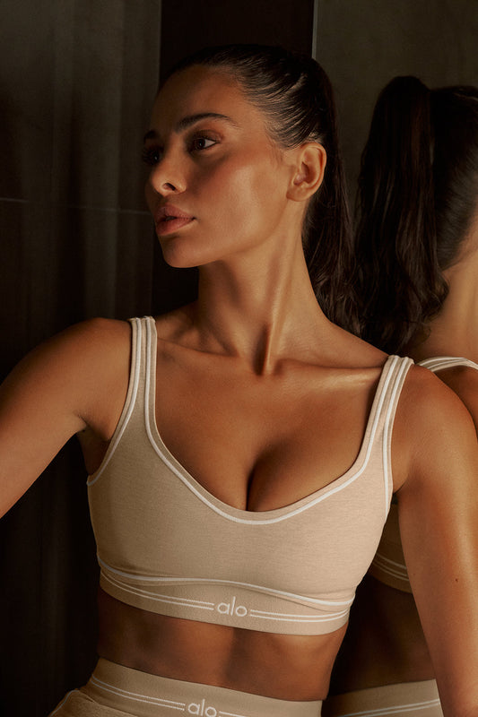 Alosoft Heart Throb Bra - Oatmeal Heather/White
